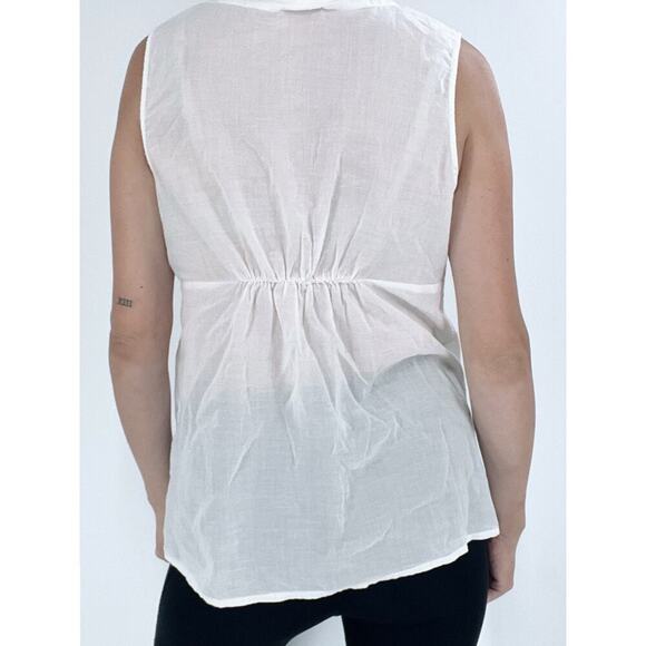 Merona White Boho Babydoll V-neckline Tank Top Size Medium - Picture 3 of 4